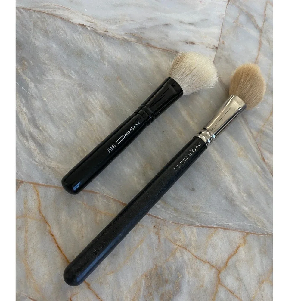MAC 168 & 168SE Large Angled Contour Makeup Brush Set Black Silver Japan